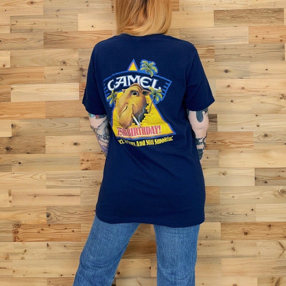 Vintage 80's Joe Camel Cigarettes 75th Anniversary T Shirt Tee