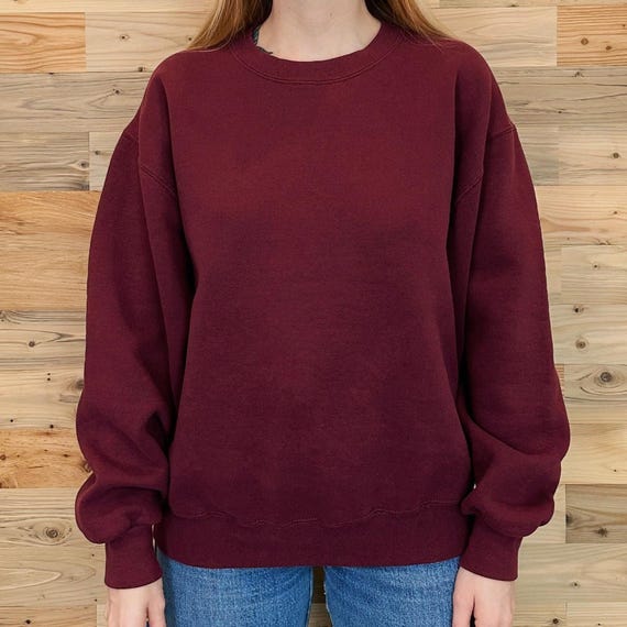 Burgundy Red Basic Pullover Crewneck Sweatshirt