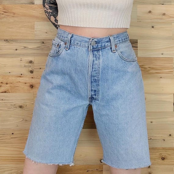 Levi's 501 Vintage Long Cut Off Jean Shorts / Size 31 32