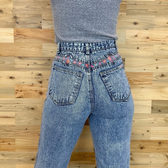 Vintage High Rise Southwestern Print 80's Jeans / Size  24 25
