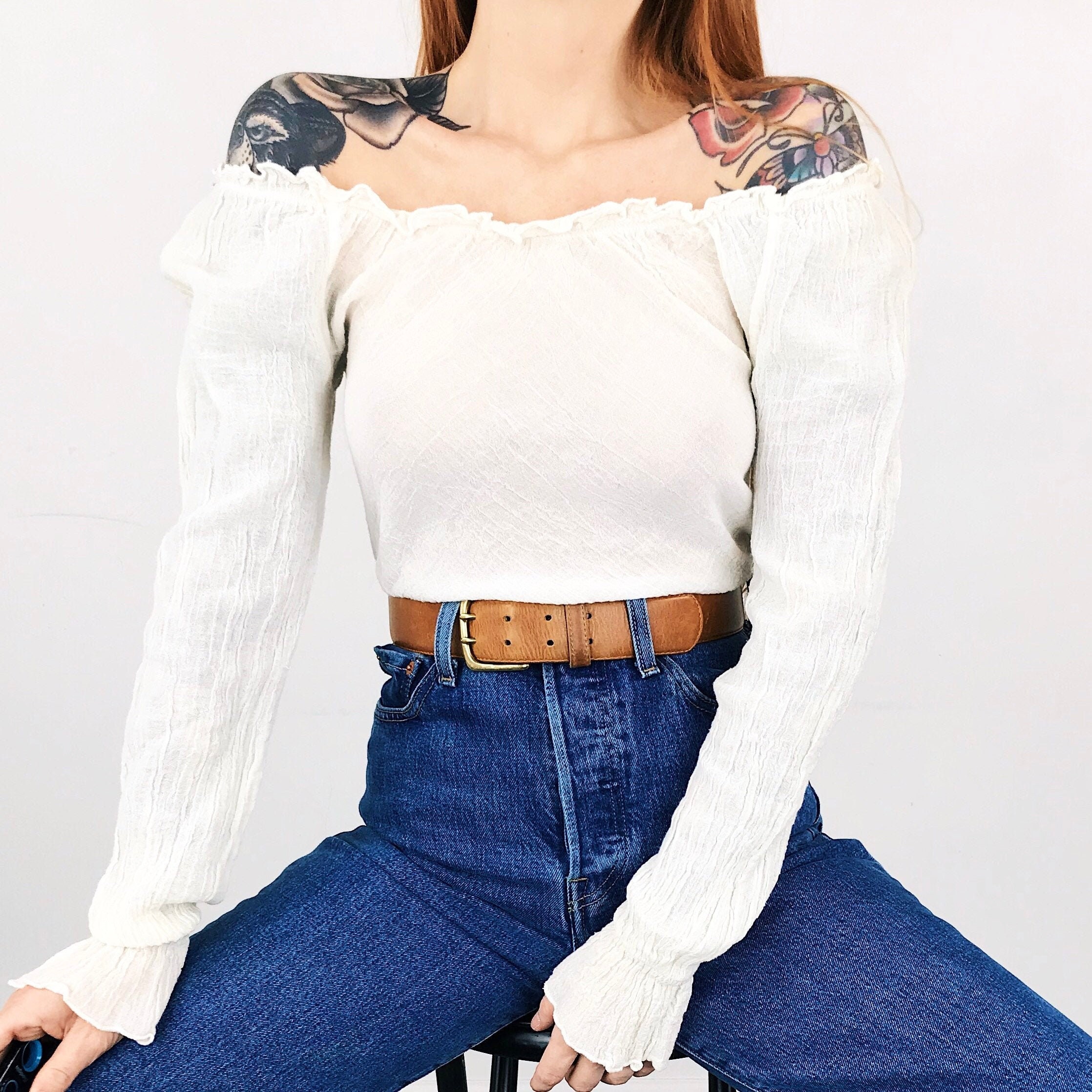 gauze off shoulder top