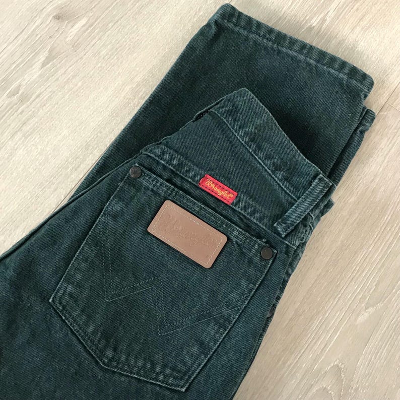 Wrangler vintage donkergroene westernjeans / maat 23 afbeelding 5