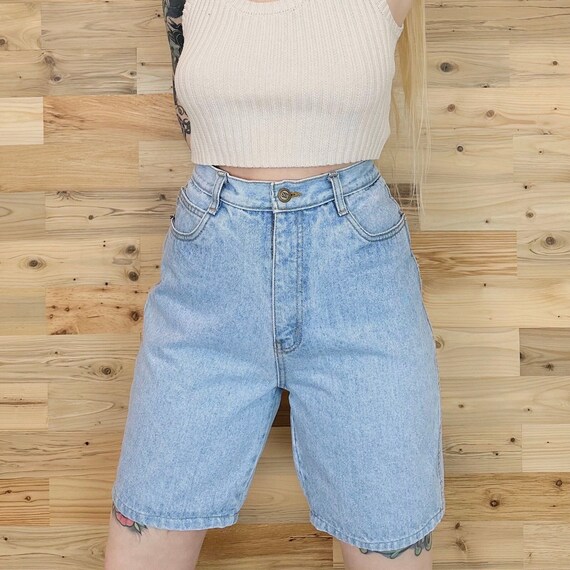 90's Vintage Long Bermuda Jean Shorts / Size 28 29