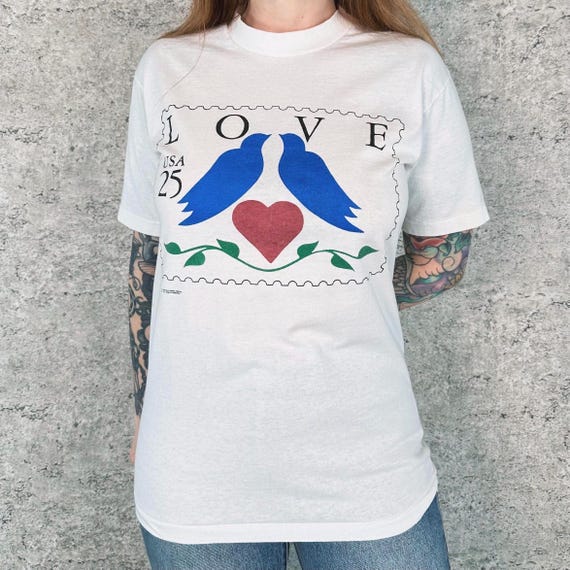 Love Series 25 Cent Two Doves Stamp Vintage Tee Shirt T-Shirt