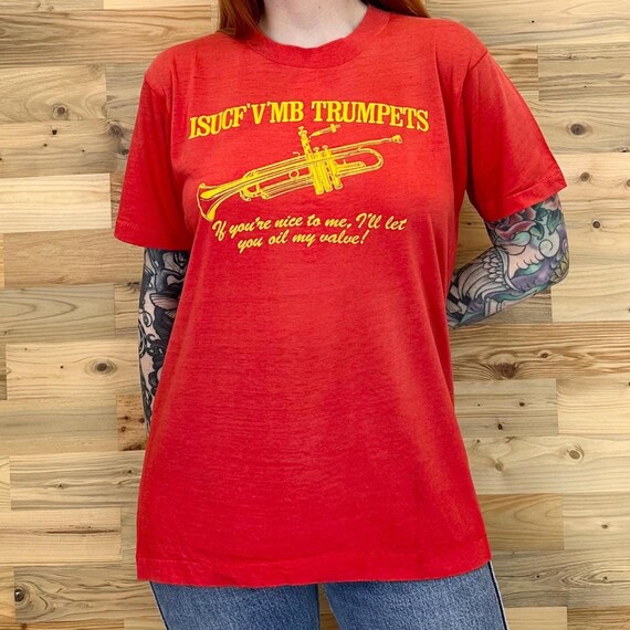 70's Vintage Iowa State Trumpet Band T-Shirt - Raunchy Funny Soft Thin Tee Shirt