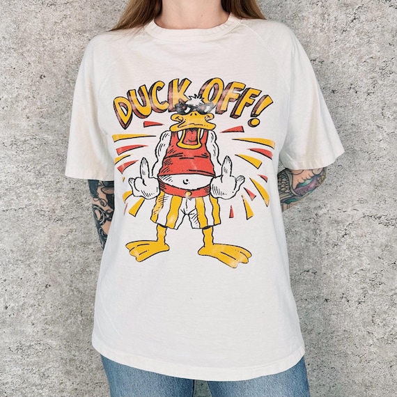 70's Funny Duck Off Vintage Raglan Tee Shirt T-Shirt