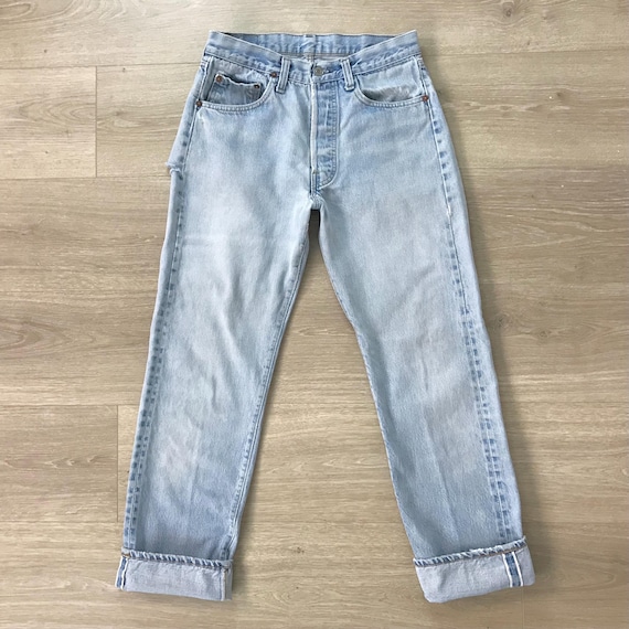 70's Levi's 501 Selvedge Redline Vintage Distressed Butt Rip Jeans / Size 25