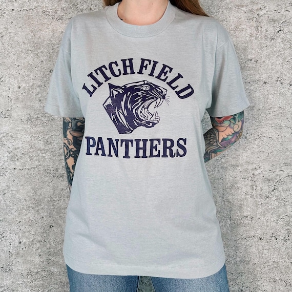 Soft Retro 80's Vintage Litchfield Panthers School Mascot Tee Shirt T-Shirt