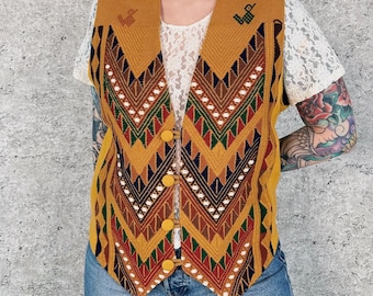 Gilet vintage in stile sud-occidentale ricamato a mano