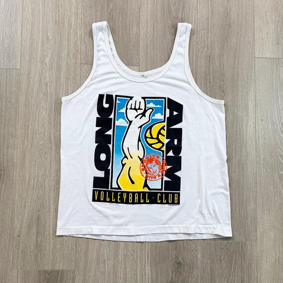 80's Vintage Volleyball Club Long Arm Sleeveless Tank Top T-Shirt