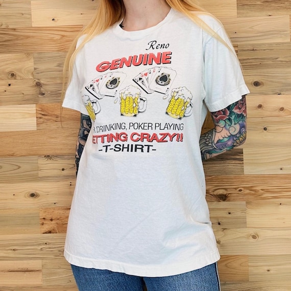 70's Vintage Reno Drinking Poker Playing Getting Crazy Travel Souvenir Tee Shirt T-Shirt