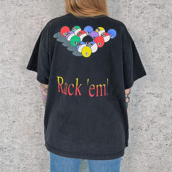 Vintage 90's Rack 'Em Pool Graphic Tee Shirt T-Shirt