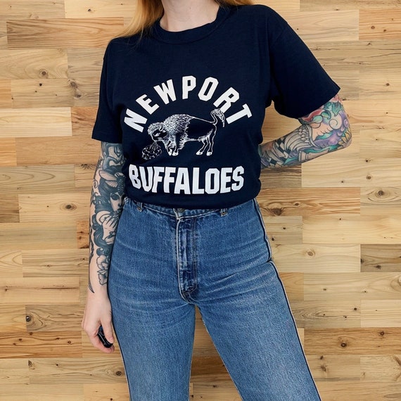 70's Vintage Newport Buffaloes School Mascot Tee Shirt T-Shirt