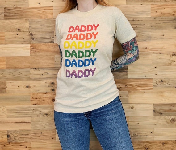 70's Vintage Daddy Soft Light Retro Rainbow Tee Shirt T-Shirt