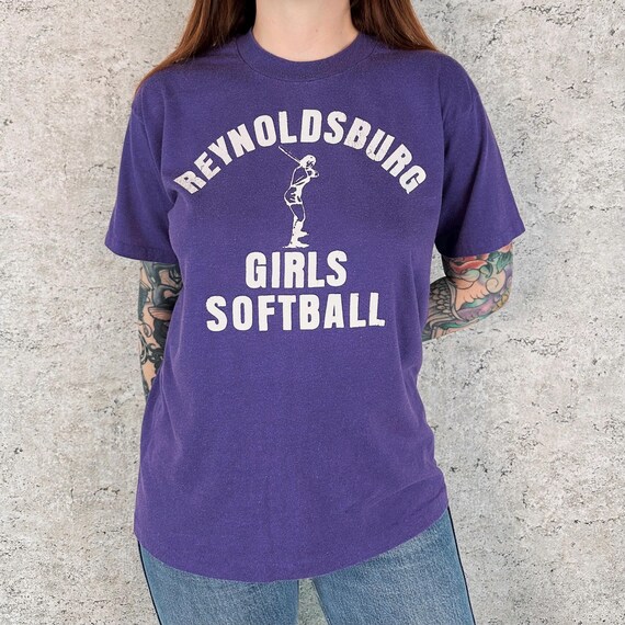 80's Faded Worn In Vintage Reynoldsburg Girls Softball Tee Shirt T-Shirt