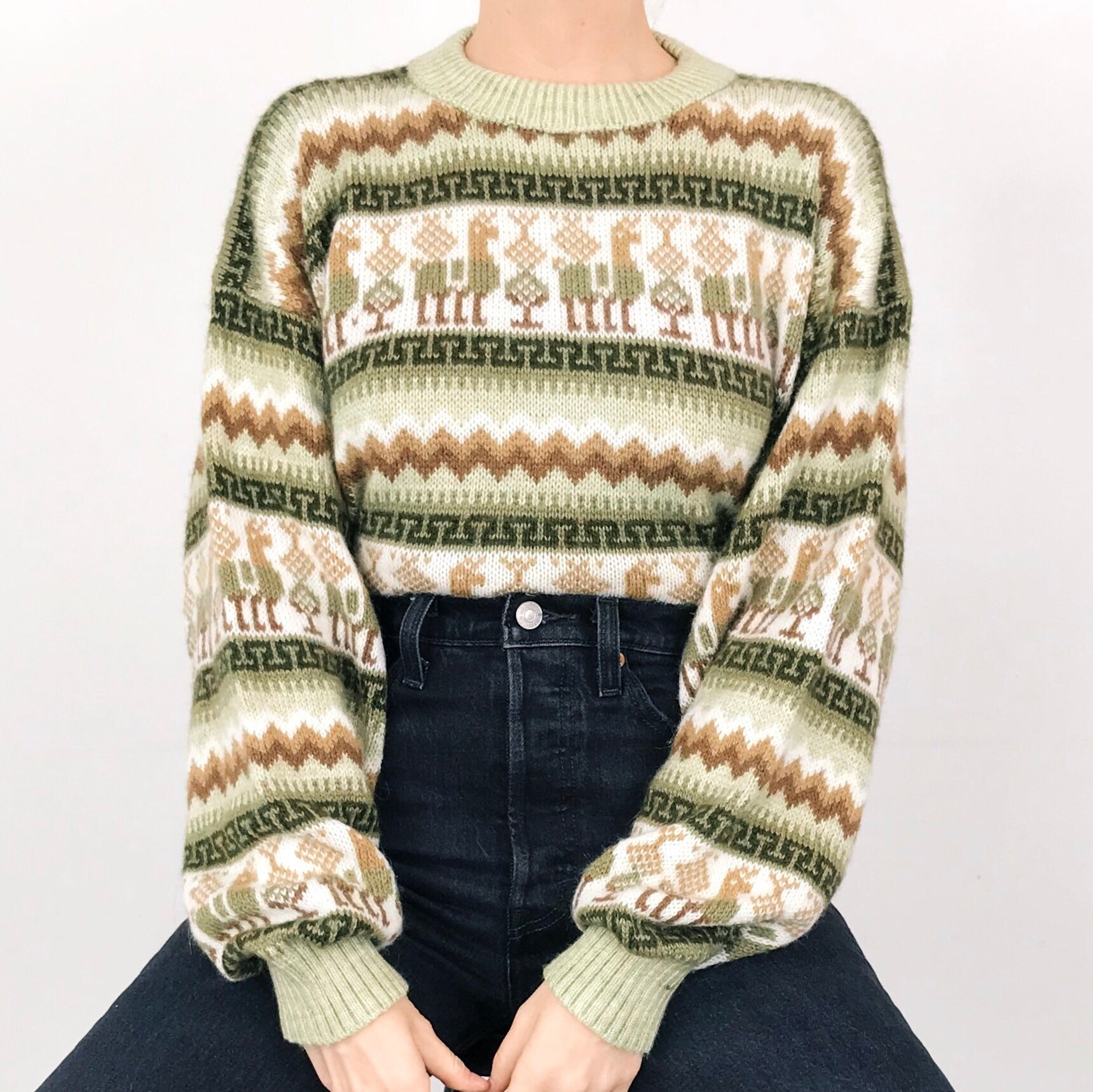 Vintage Alpaca Wool Peruvian Knit Sweater