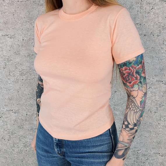 80's Soft Thin Vintage Crewneck Baby Tee Shirt T-Shirt / Youth size, Fits Women's XS