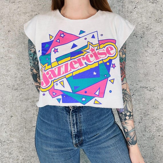 Vintage Jazzercise Cropped Tee Shirt Crop Top