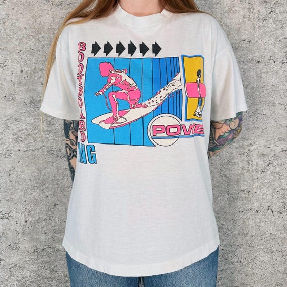 80's Vintage Bodyboarding Summer Beach Tee Shirt T-Shirt