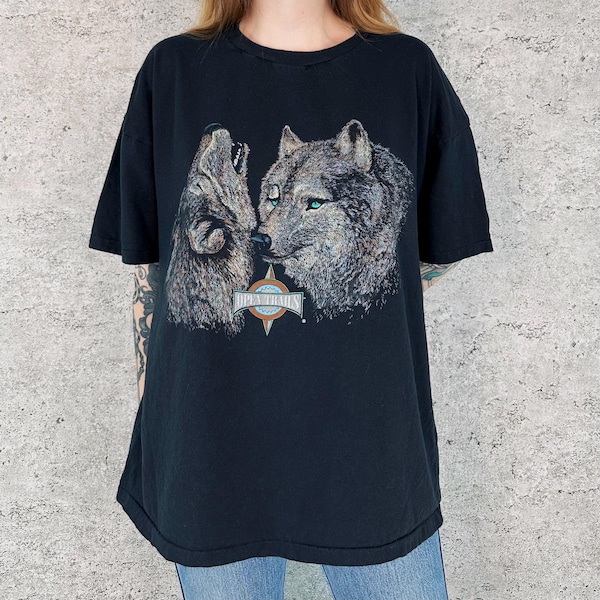 90er Vintage Wolf Natur T Shirt T-Shirt