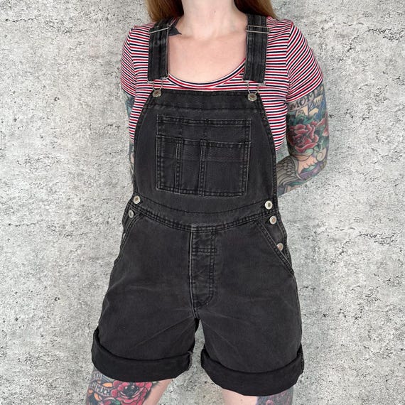 90's London Jean Black Denim Dungarees Overalls