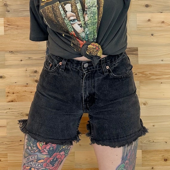 Levi's 517 Vintage Cut Off Black Jean Shorts / Size 24