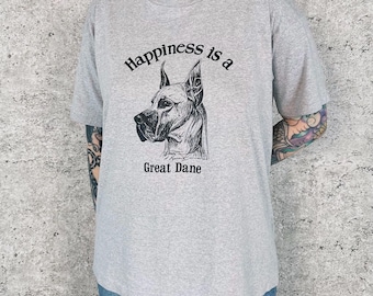 70's Happiness Is A Great Dane Vintage Dog Tee Shirt T-Shirt