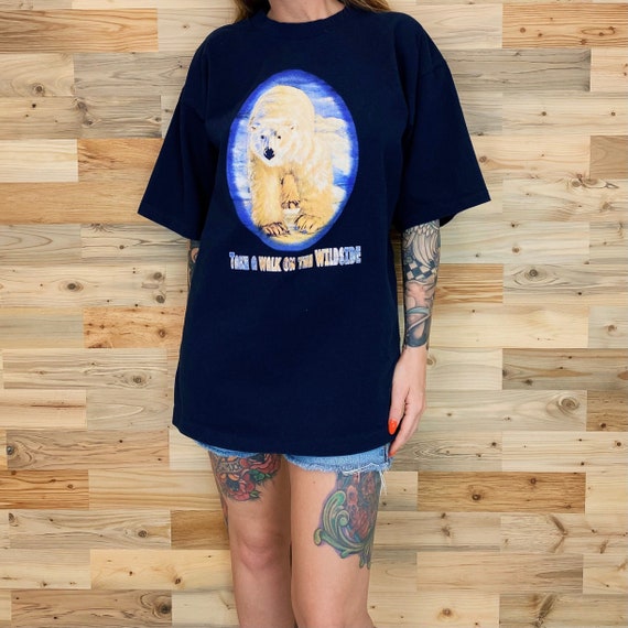 90's Vintage Polar Bear Animal Nature Tee Shirt T-Shirt