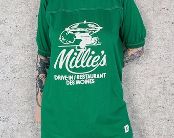 60's Vintage Millie's Drive-In Restaurant Des Moines Iowa Jersey Tee Shirt T-Shirt