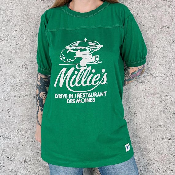 60's Vintage Millie's Drive-In Restaurant Des Moines Iowa Jersey Tee Shirt T-Shirt