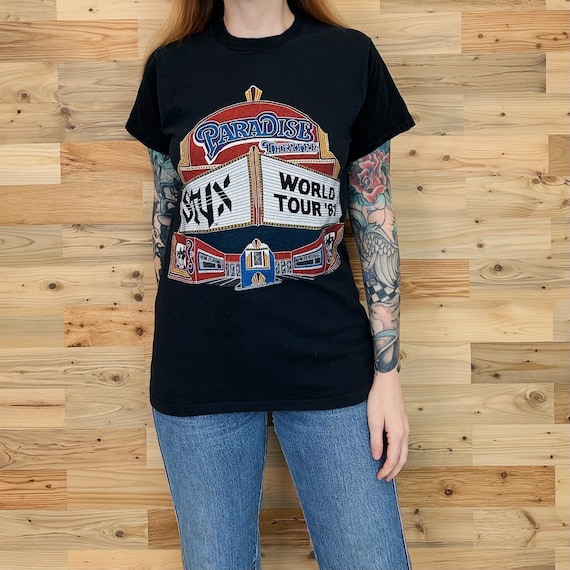Vintage 1981 Styx World Tour Paradise Theatre Rock Band Music Tee Shirt T-Shirt