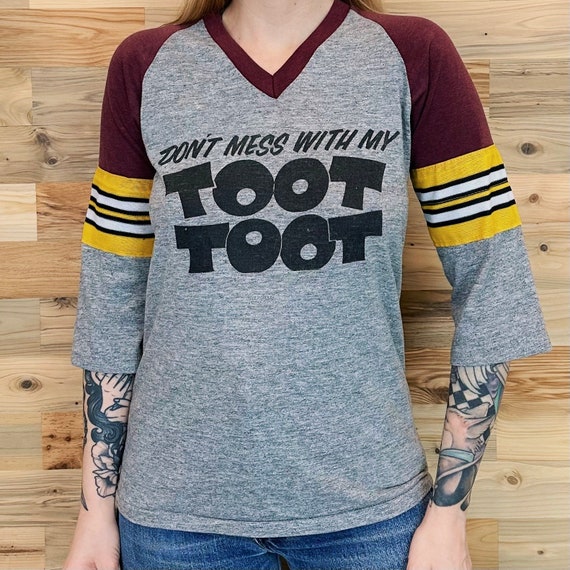 Vintage Don't Mess with My Toot Toot Raglan T Shi… - image 3