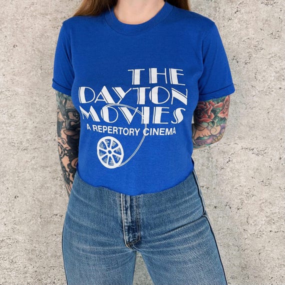 80's Vintage Cropped The Dayton Movies A Repertory Cinema Baby Tee Shirt T-Shirt