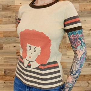 60's Vintage RARE Original Mod Little Orphan Annie Ringer Tee Shirt T-Shirt image 2