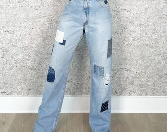 Levi's 505 Sashiko Hand Patched Vintage Jeans / Size 33 34