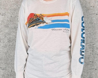80's Paper Thin Soft Vintage Colorado Long Sleeve Tee Shirt T-Shirt