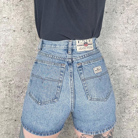 90's Vintage Denim High Rise Blue Jean Shorts / Size 25 26
