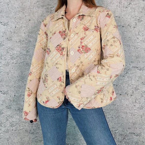 Vintage Nautica Quilted Floral Rose Patchwork Jacket