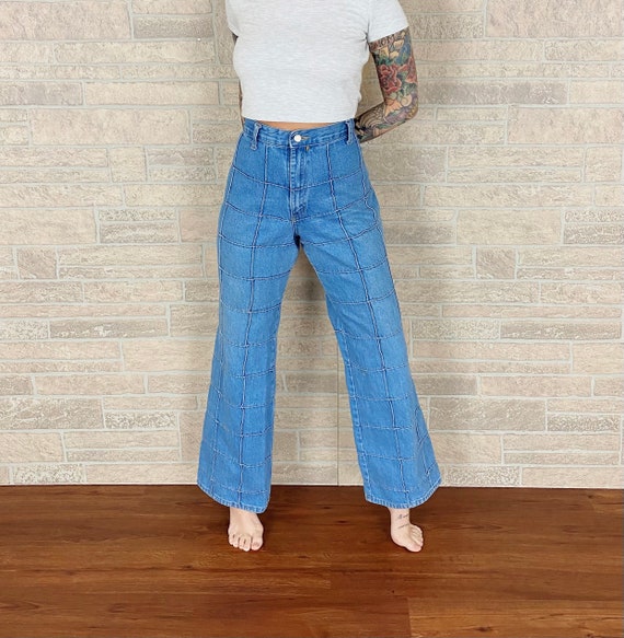 70's Faded Glory Patchwork Bell Bottom Jeans / Siz
