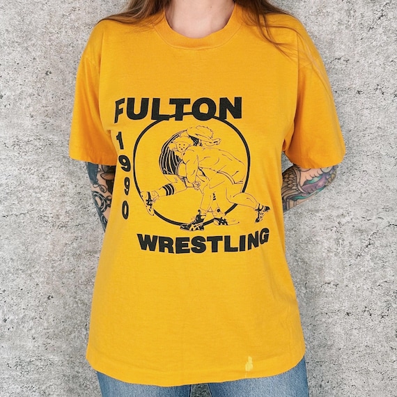 Vintage Fulton Wrestling 1990 Graphic Tee Shirt T-Shirt