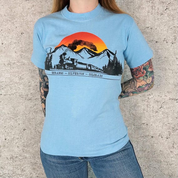 70's Vintage Durango Silverton Railroad Colorado Travel Tee Shirt T-Shirt