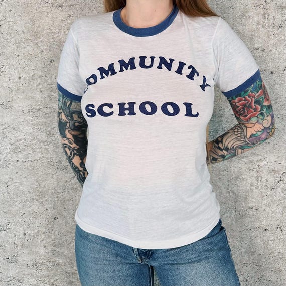 Vintage Class of 1980 Community School Thin Ringer Tee Shirt T-Shirt