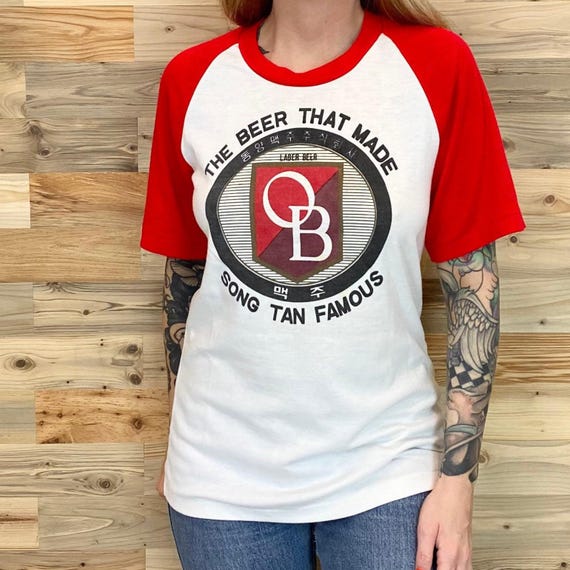 70's Vintage OB Lager Korean Beer Raglan Tee Shirt T-Shirt Top