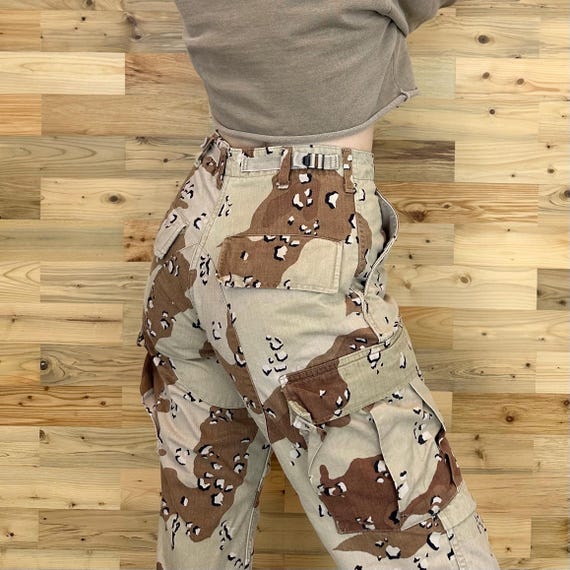 Vintage Army Desert Camouflage Camo Print Utility Cargo