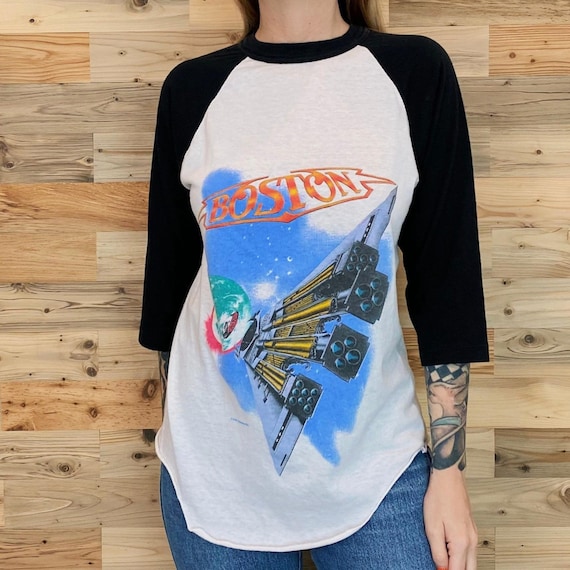 Vintage Boston Rock Band Tee Shirt - 1986 Third Stage Tour Soft Thin Raglan T-Shirt