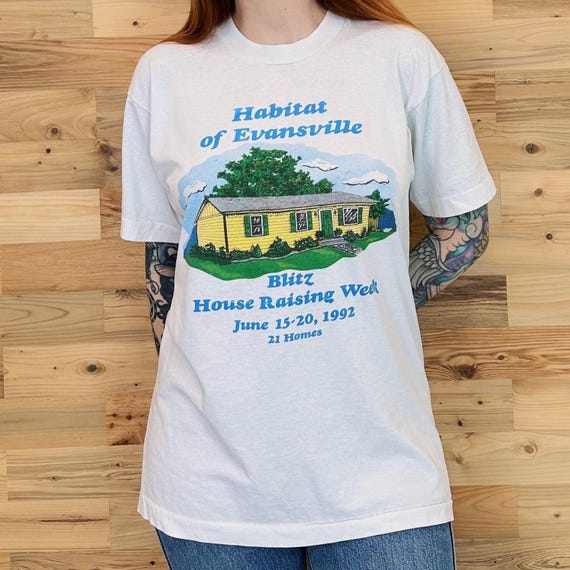 Vintage 1992 Habitat for Humanity of Evansville Tee Shirt T-Shirt