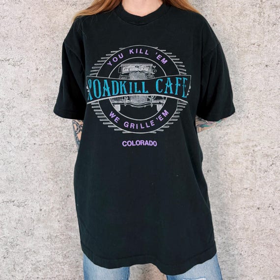 Vintage 90's Funny Roadkill Cafe Colorado Tee Shirt T-Shirt