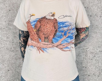 Camiseta vintage de los 80 con águila calva y naturaleza de Colorado.