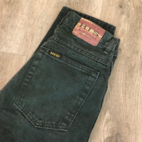 Vintage H.I.S. Dark Green 90's Jeans / Size 26 - image 8