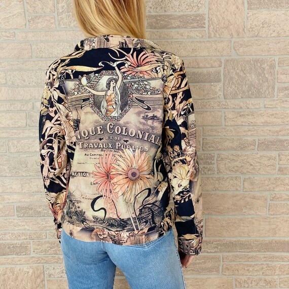 Vintage French Novelty Print Shirt Jacket